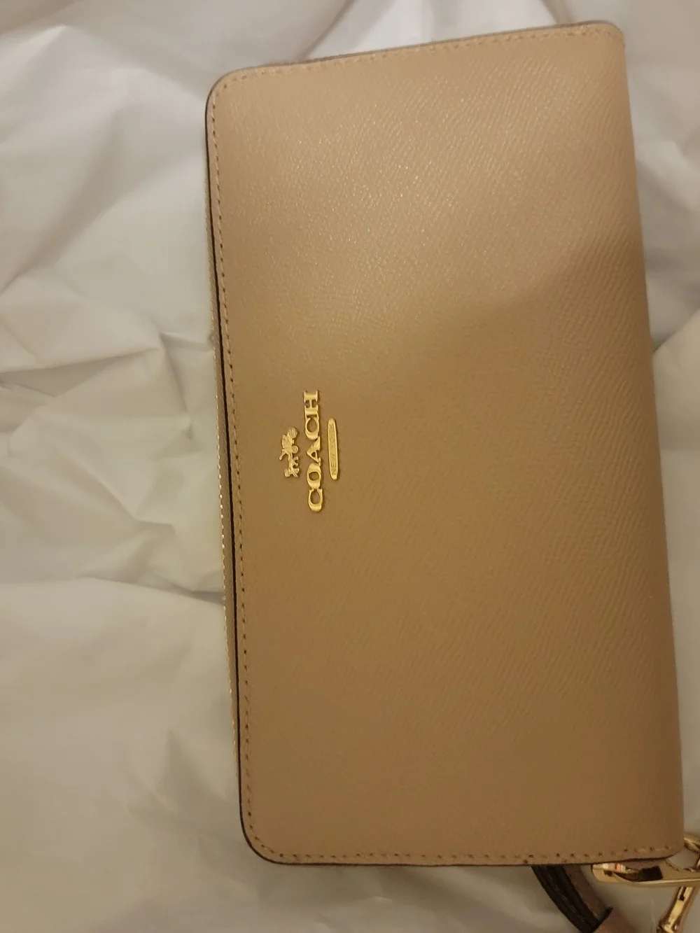 COACH Pebble Leather Women’s Wallet Clutch in Beige With Matching Bag NWT